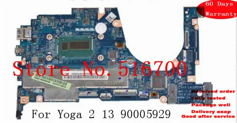 Výmena základnej dosky pre notebook pre Lenovo Yoga 2 13 s testovanou hlavnou doskou I5-4200U 90005929 SR170 LA-A921P