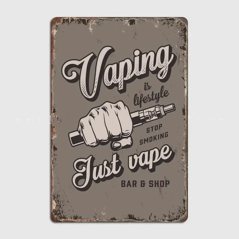 Výpary klasické vape cínové znaky, perfektná dekorácia steny pre kuchyňu, bar a obývaciu izbu, odolný kovový materiál