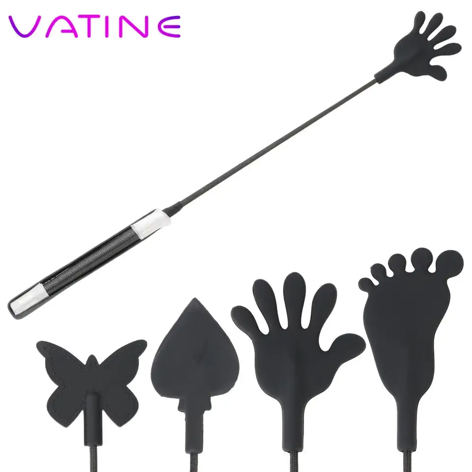 Výprask Paddle 55 cm PU kožená dlhá rukoväť SM pre dospelé hry Black Flirting Slave Long Whip
