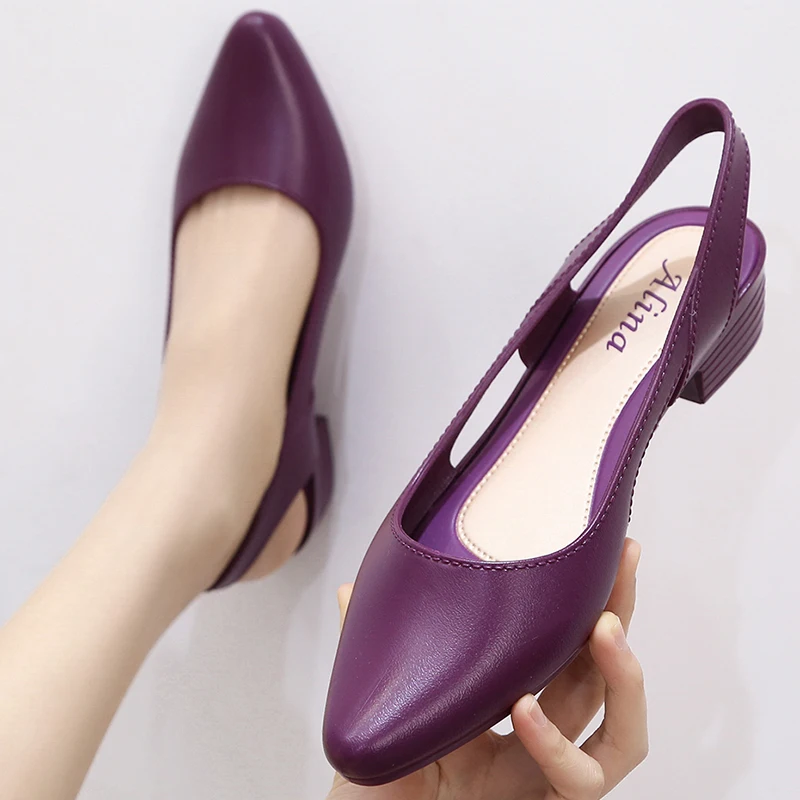 Výrez zatvorené prsty želé sandále Ženy Špicaté špičky Chunky Med High Flop Flops Slingback Candy Candy Skid odolné plážové topánky