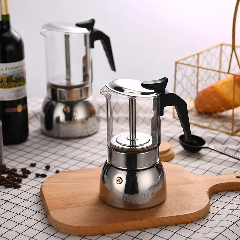 Výrobca espressa z nehrdzavejúcej ocele Taliansky výrobca kávy 4cup 6,8 oz indukcia Moka Pot