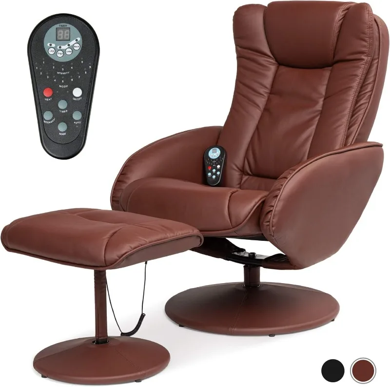 Výrobky Best Choice Faux Leather Electric Massage Recliner W/Stool Stoel Otman, diaľkové ovládanie, 5 režimov tepla a masáže, SI
