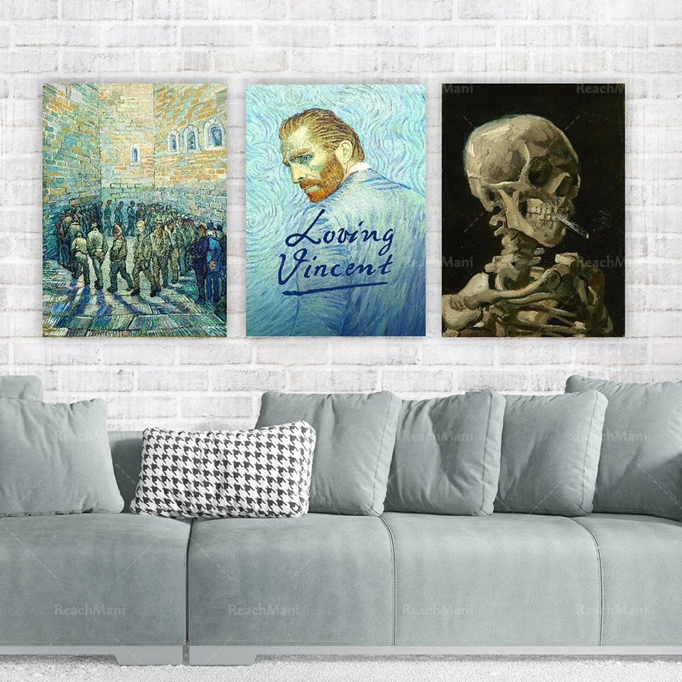 Výstavný plagát Vincent Van Gogh, Van Gogh Skull Wall Wall Art Canvas Painting Plagát maľba obývacia izba Classic Artis
