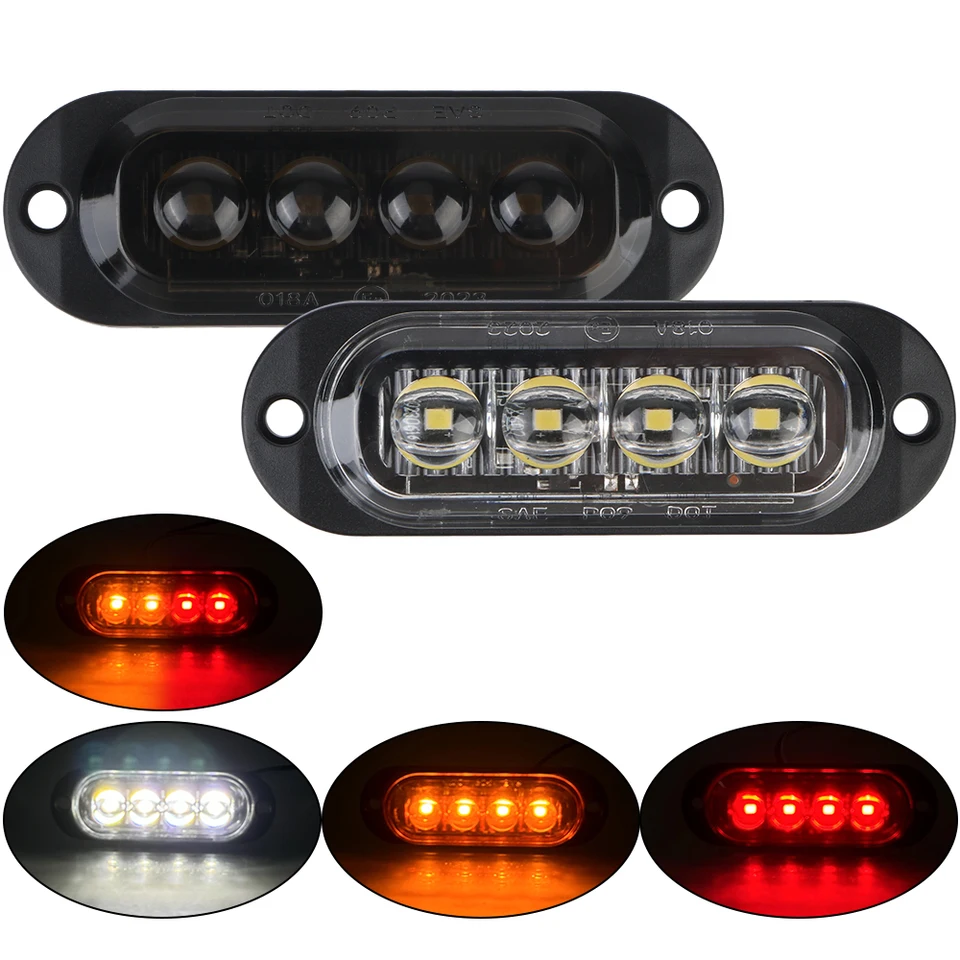 Výstražné svetlo LED bočné svetlo 4led značné svetlo DC 12V 24V Vodotesný autá prívesový príves maják lampa