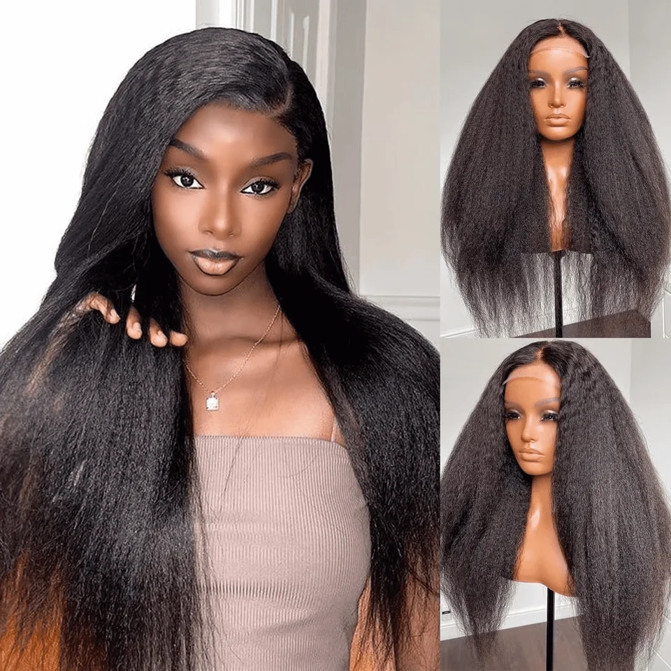 Výstredné rovné 360 Plné čipky predné ľudské vlasy vopred vopred vyplnené Yaki Rovné predĺženie copu 13x4 HD Lace Frontal Parochňa pre ženy