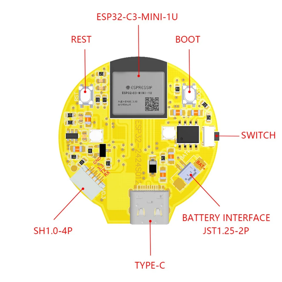 Vývojová doska ESP32-C3 1,28 palca 240x240 IPS Smart Display Screen LCD Modul WiFi a Bluetooth s dotykom, čierna škrupina