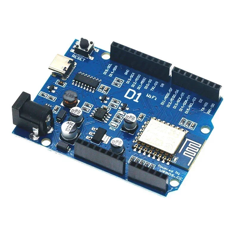 Vývojová doska Wemos D1 WiFi Uno R3 je založená na rozhraní modulu ESP8266 ESP-12E Type-C.