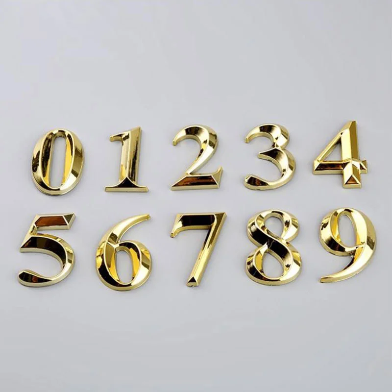 Výška 1pc 5 cm zlatý domáci nálepka s nálepkou na adresu Dvery Gold Moderné číslo domu