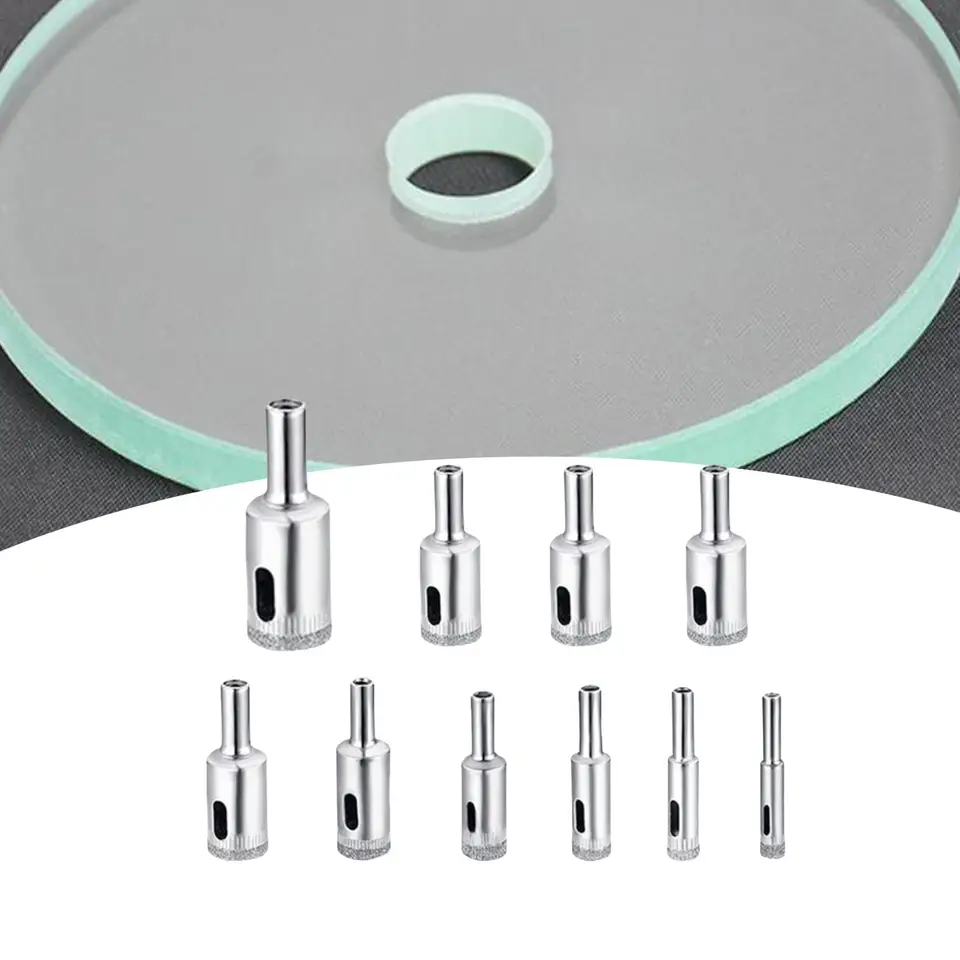 Vŕtacie kúsky s 10x otvormi na píly 8 mm ,, 10 mm, 12 mm, 14 mm, 16 mm, 18 mm, 20 mm, 22 mm, 25 mm, 50 mm sklenené vŕtacie kúsky pre dlaždice žulové mramorové keramické domov