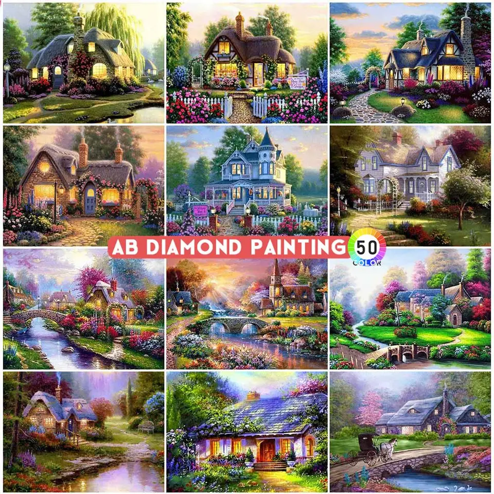 Vŕtačky 5D diamant maľba dom Diy plné štvorcové diamantové výšivky krajina krížový steh mozaika umelecké dekorácie