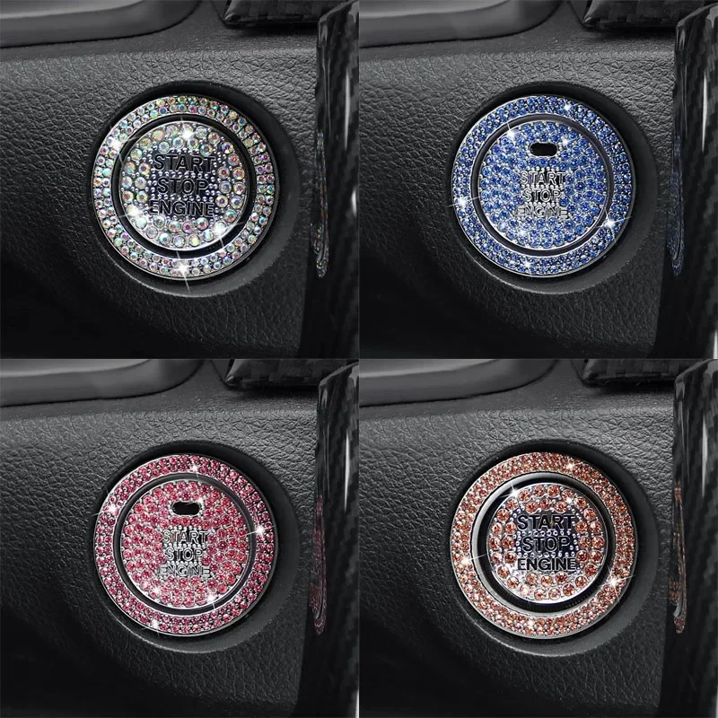 Všeobecné motory Jedným kliknutím na spustenie dekoratívneho golierového prepínača na ochranu krytu kryt vnútorného tlačidla Paste Crystal Inlaid Diamond