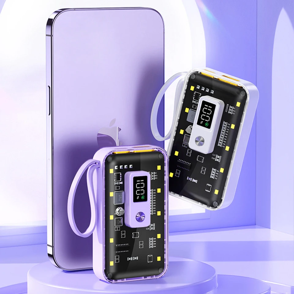 Všestranná a futuristická súprava Power Bank pre mobilné telefóny 22,5 W veľká kapacita 10000 Power Bank 21700 Case