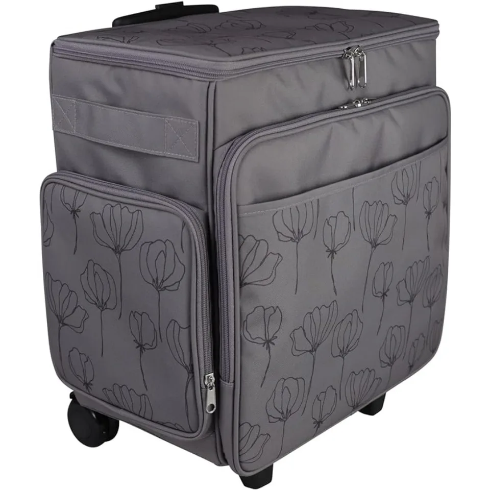 Všetko Mary Rolling Craft Bag, Purple Floral - Papercraft Tote s kolesami Scrapbook a Art Storage - Organizátor