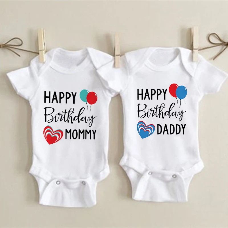 Všetko najlepšie k narodeninám ocko mama chlapci dievčatá Romper Bodysuit Dojp