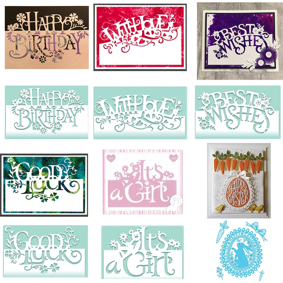 Všetko najlepšie k narodeninám s láskou veľa šťastia Edge Metal Cutting Dies Happy Easter Egg Die Cut for DIY Scrapbooking Card Craft výroba
