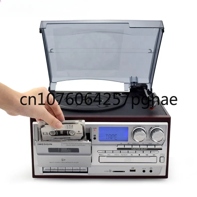 Všetko v 1 multifunkčnom retro gramofóne 3-stupňový bt stereofónny vintage gramofón LP Vinyl Record Player FM AM CD USB Cassette Encode