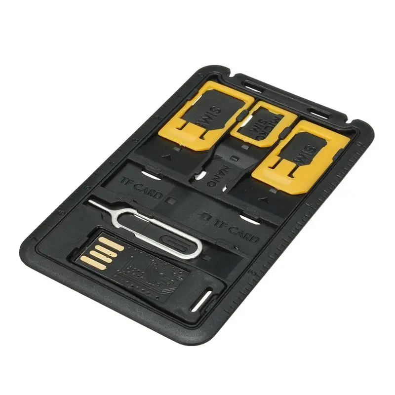 Všetko v jednej veľkosti kreditnej karty Slim SIM adaptér s čítačkou kariet TF a SIM Karta Eject Pin, držiak karty SIM