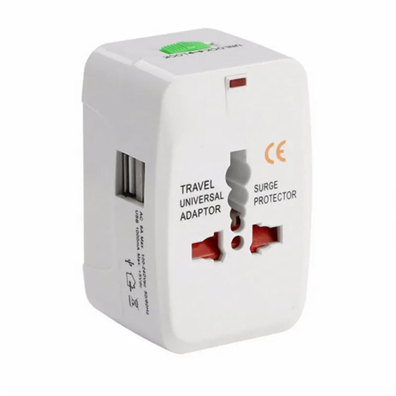 Všetko v jednom univerzálnom medzinárodnom plugovnici 2 USB Port World Travel AC Power Charger Adapter AU US UK prevodník EÚ