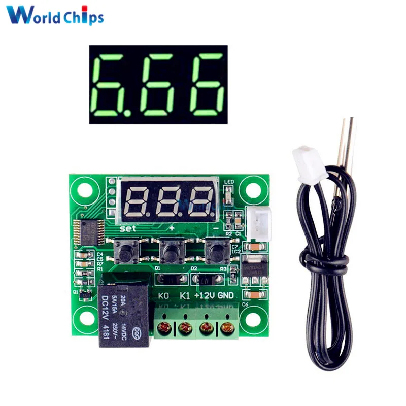 W1209 DC 12V Green LED Digitálna termostat teplota regulácie teplomeru Thermo Controller Switch Modul Vodotesný senzor NTC Senzor NTC