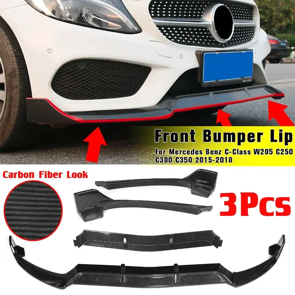 W205 Predný nárazník na rozptyľovač pier na pery pre mercedes pre Benz C-Class W205 C250 C300 C350 2015-2018 Difúzor nárazníka