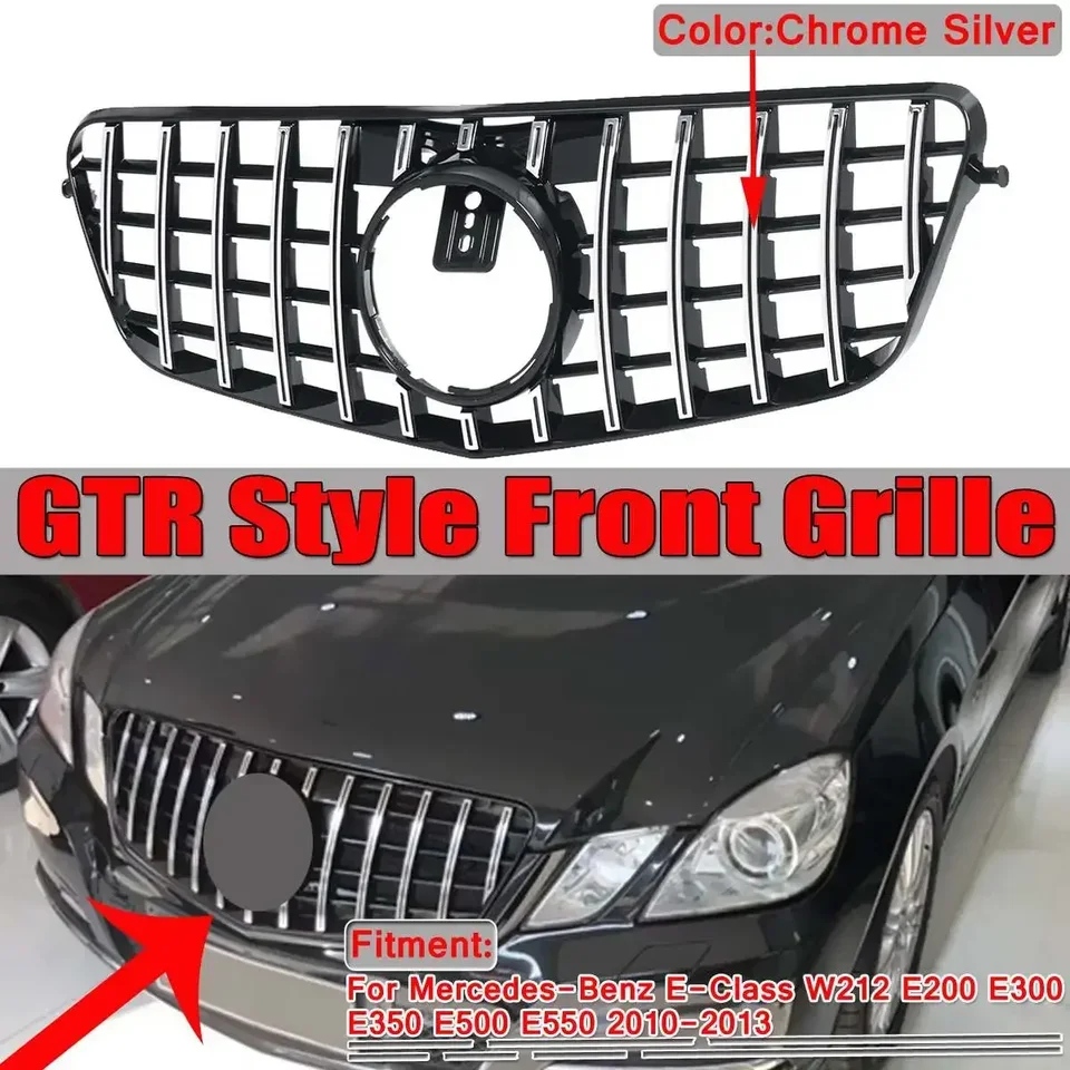 W212 GT GRIL pre GTR Car Front Bumper Grille pre Mercedes pre Benz E Class W212 E200 E300 E350 E500 E550 2010- 2013 Body Kit