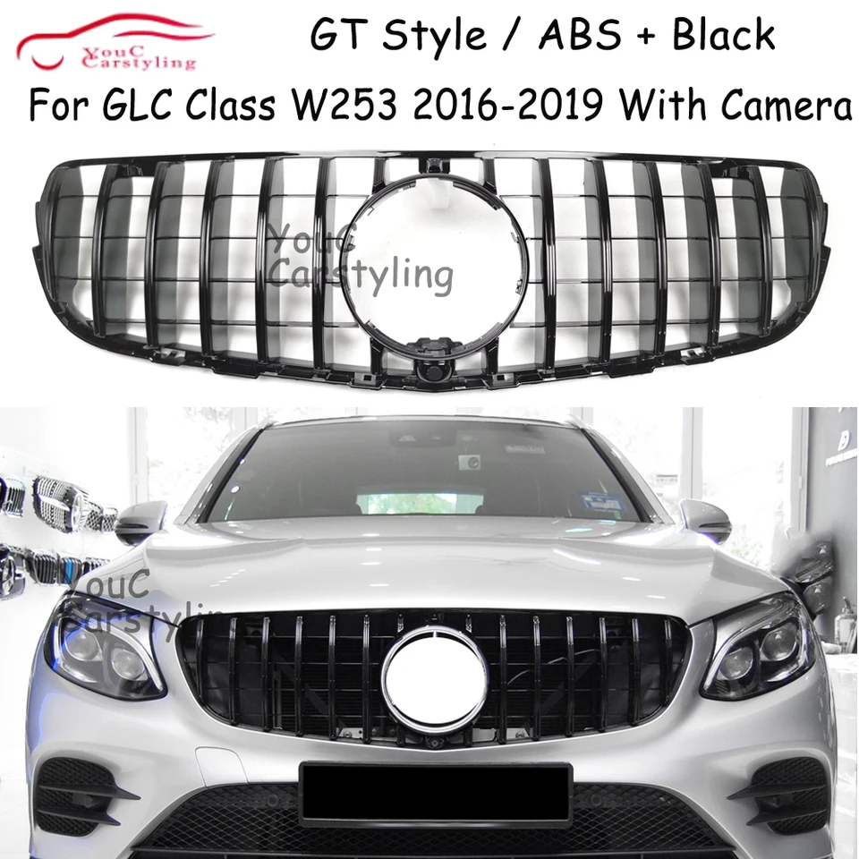 W253 GT Grille Front Bumper Black Grill Mesh pre Mercedes GLC Class X253 C253 5-dverové kupé SUV 2016 2017 2018 2019 GLC250 GLC300
