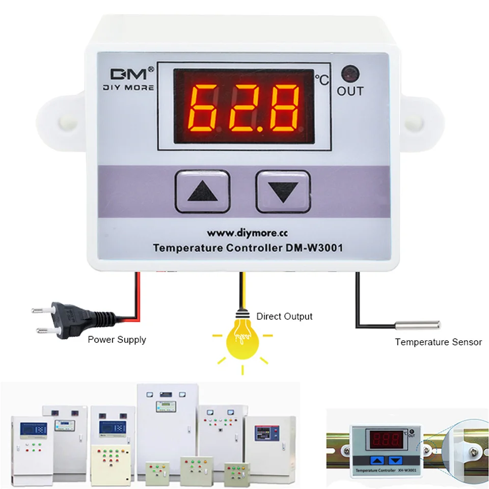 W3001 Digitálna regulačná teplota mikropočítača Thermostat Switch Nový termoregulátor DC 12/24 AC 110/220V
