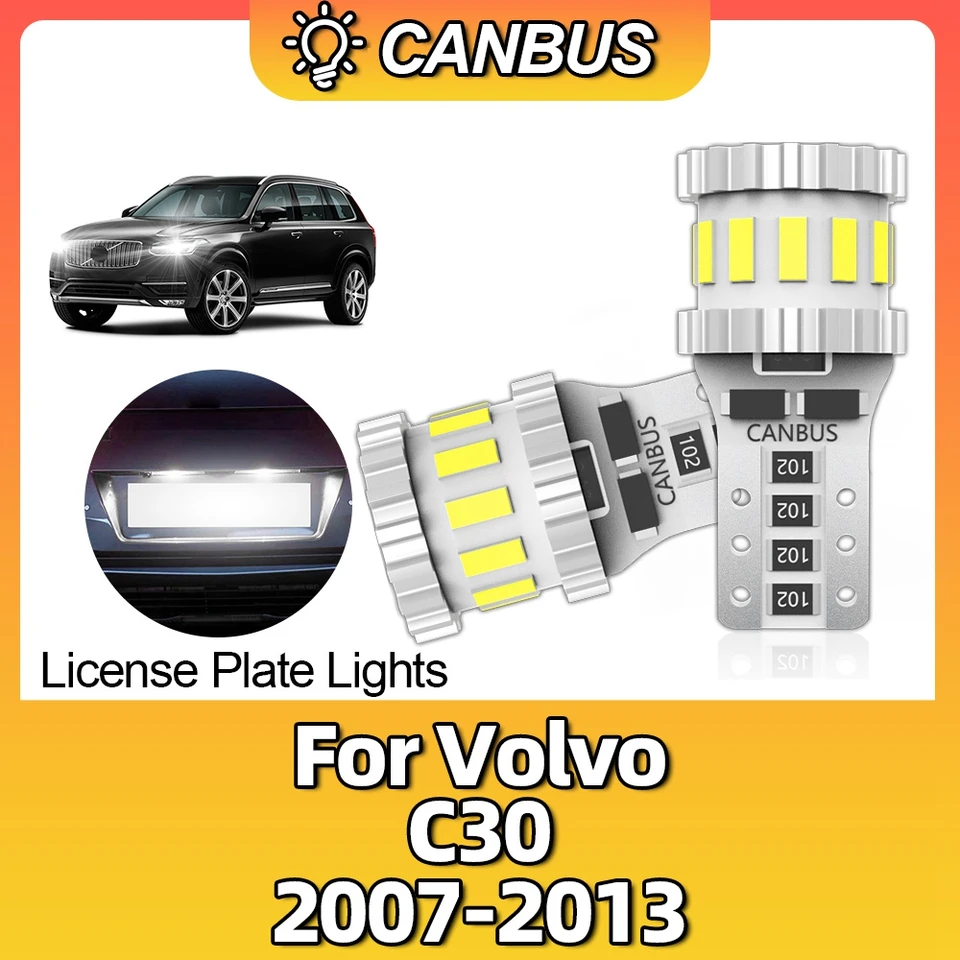 W5W Dome T10 LED žiarovky Canbus Can Car Car Interiér mapa Dome Lights Laps Lamp pre Volvo C30 2007 2008 2009 2010 2011 2012 2012 2013