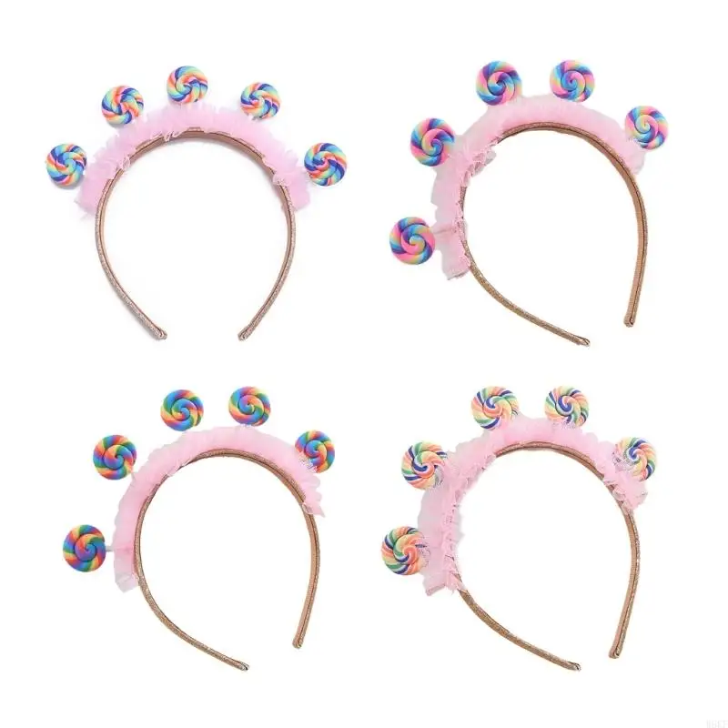 W8KF DETI DENNÝ VLASTNÍCTVO VLASTNÉ VLASTNÉ VLASTNOSŤ S PLEATED LACE LOLLIPOP ČEENBANDS MARNIVALS Zábavné deti Vlasový obruč