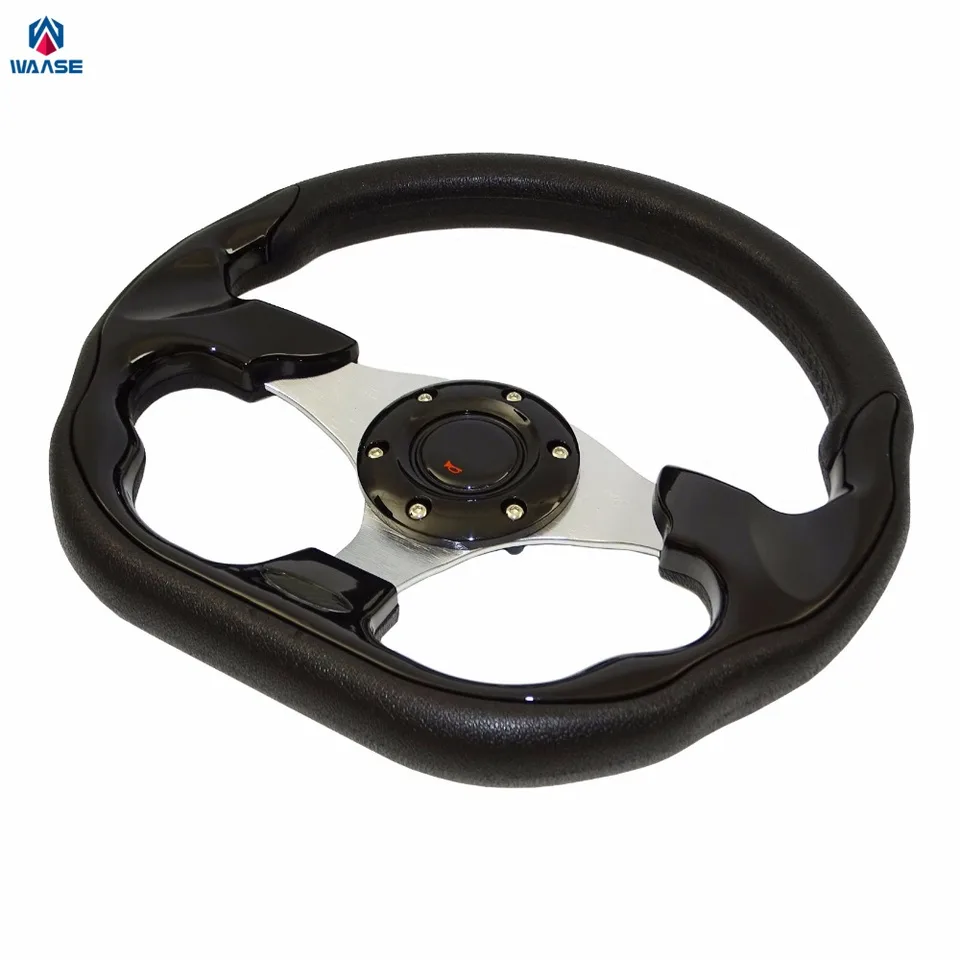Waase 320 mm Universal Pu Leather Racing Sports Auto Car Volant s rohom gombíkom 12,5 palca čierna