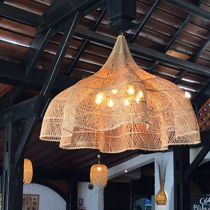 Wabi sabi sabi ratan lampa moderná obývacia izba prúžok prívesok lampa reštaurácia kuchyňa jedáleň LED ručné vyrábanie prívesok svetlo