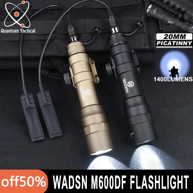 WADSN M600DF1400LUMENS Výkonná baterka Airsoft M600DF Hunting White LED Spotlight M600 Scout Light Fit 20 mm železničné doplnky