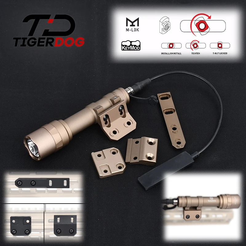 WADSN M600U M300C taktické baterky M-LOK KEYMOD RAIL OFFETTION BASE BASE Lovecká zbraň Svetlo M300 M600 Airsoft Airsoft