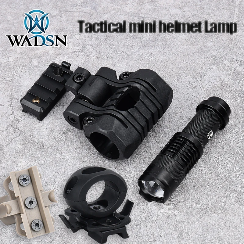 WADSN MINI Helma lampa biele svetlo LED baterka Fit rýchla prilba vonkajší taktický signál Optické lovecké vybavenie nylonová svorka