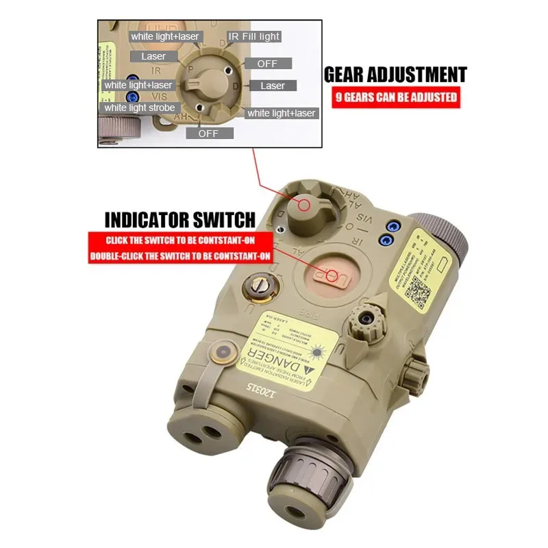 Wadsn PEQ 15 Airsoft laserový ukazovateľ peq no ir zrak modrá zelená červená bodka laser indikátor M600 M600C Airsoft baterka Zvonka