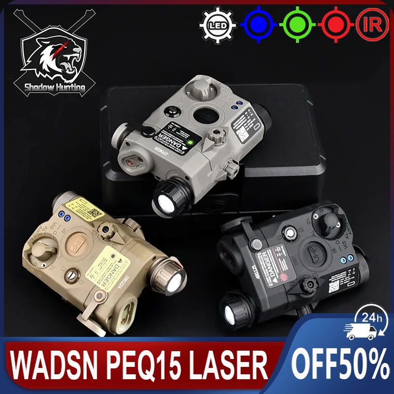 Wadsn PEQ-15 LA-5C UHP Indikátor Zelená modrá červená bodka Ir Sight 200 lúmeny biele LED LED LED svetlo Scout Scout Laser Fastlight Fit 20 mm