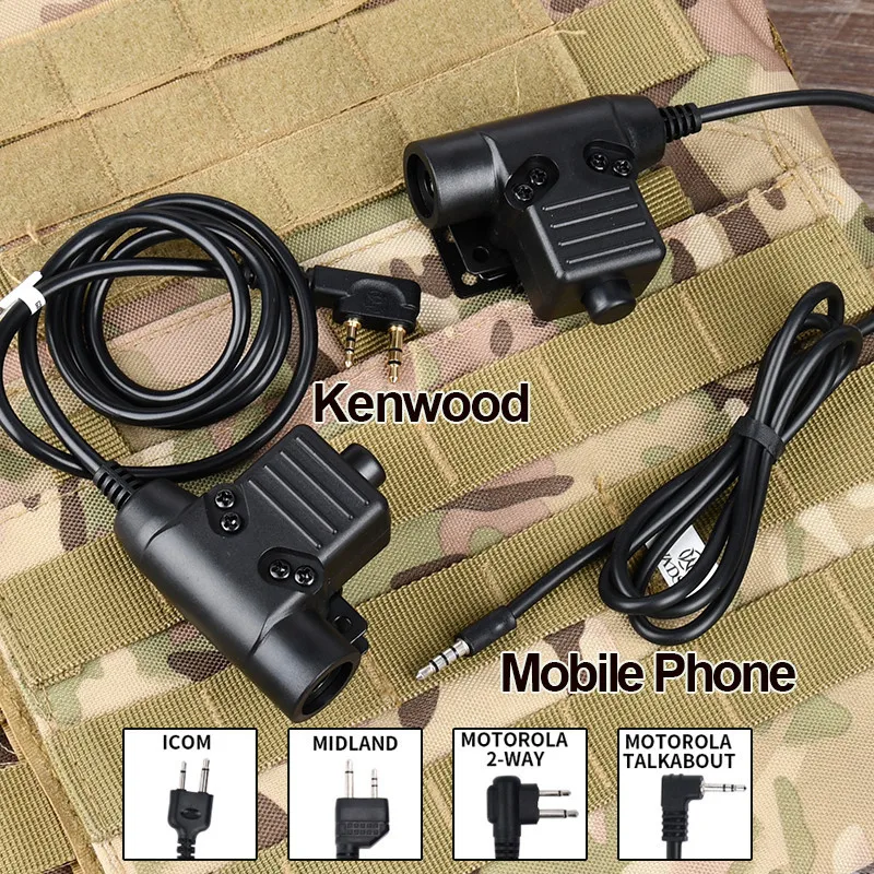 Wadsn taktický vojenský vojenský U94 PTT pre slúchadlá comtac earmor headset Motorola Midland Baofeng Kenwood Ptt UV-5R UV-82 888S Radio Radio