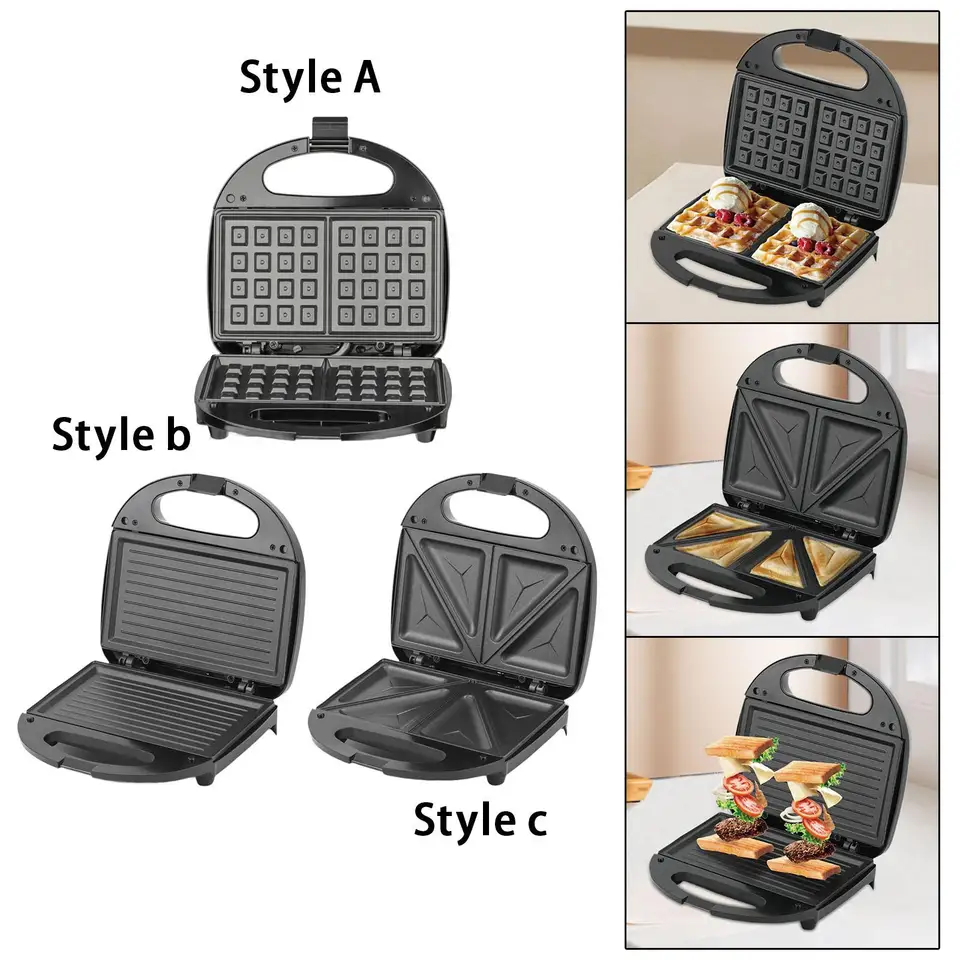 Waffle Maker Compact s indikátorovými svetlami Neuznishované dosky ľahko čistiteľné železo na vafle pre vaflové raňajky Toastie Omelette obed