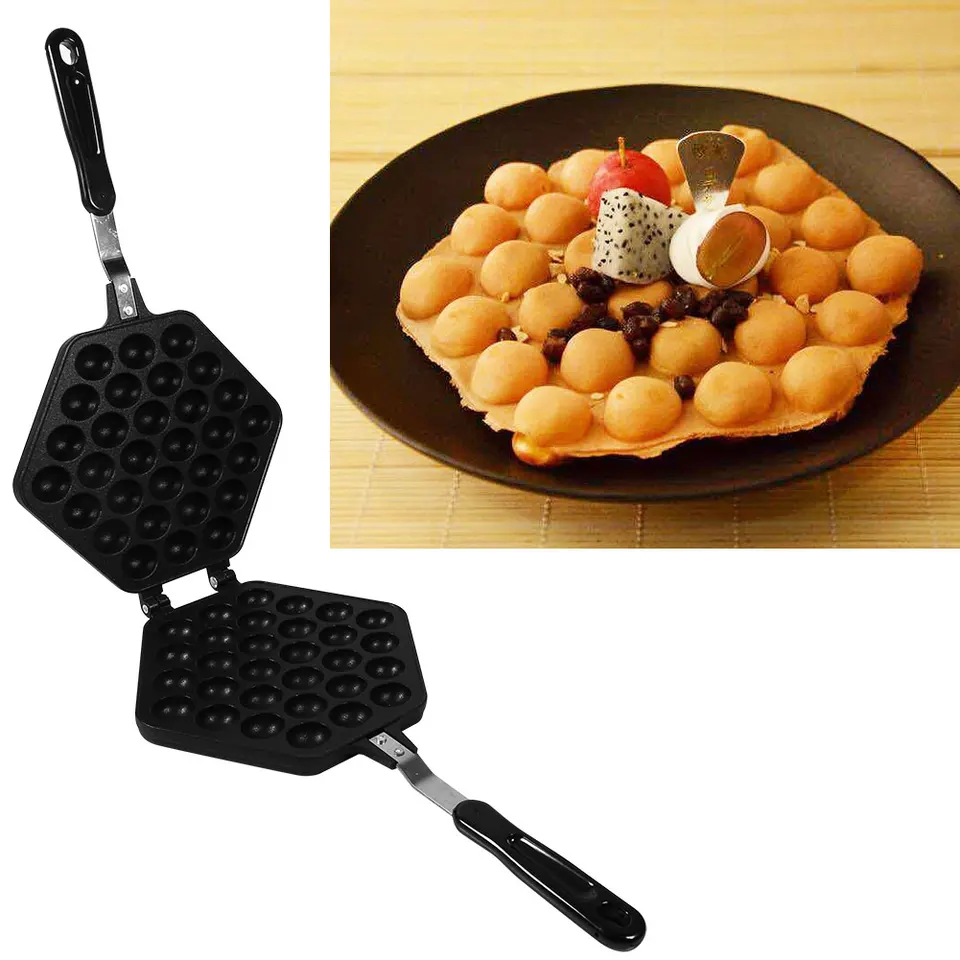 Waffle Maker Hliníková zliatina Non Stick Eggettes Pan vajcia bublina koláč na pečenie Formový tanier Používanie domácej kuchyne
