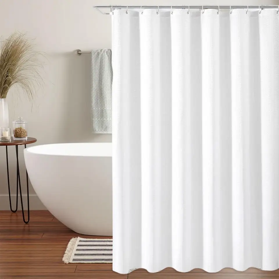 Waffle Weave Sprchova clonu Hotel Polyester handrička záclona s háčikmi Viac farieb Hrubé ľanové záclony pre kúpeľňu