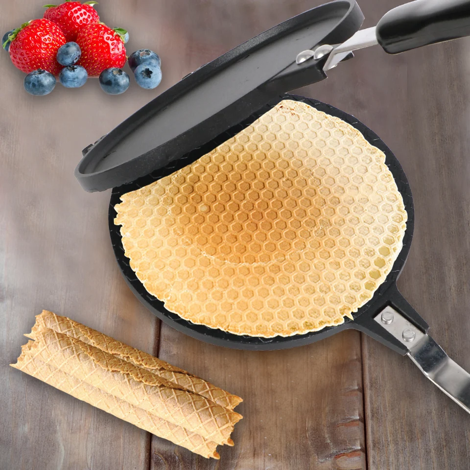 Waffles na pečenie Pank tortu vaječnú vaječnú rolku Panva Nepríjemná omeleta plesní zmrzliny na kužeľový výrobok pečene
