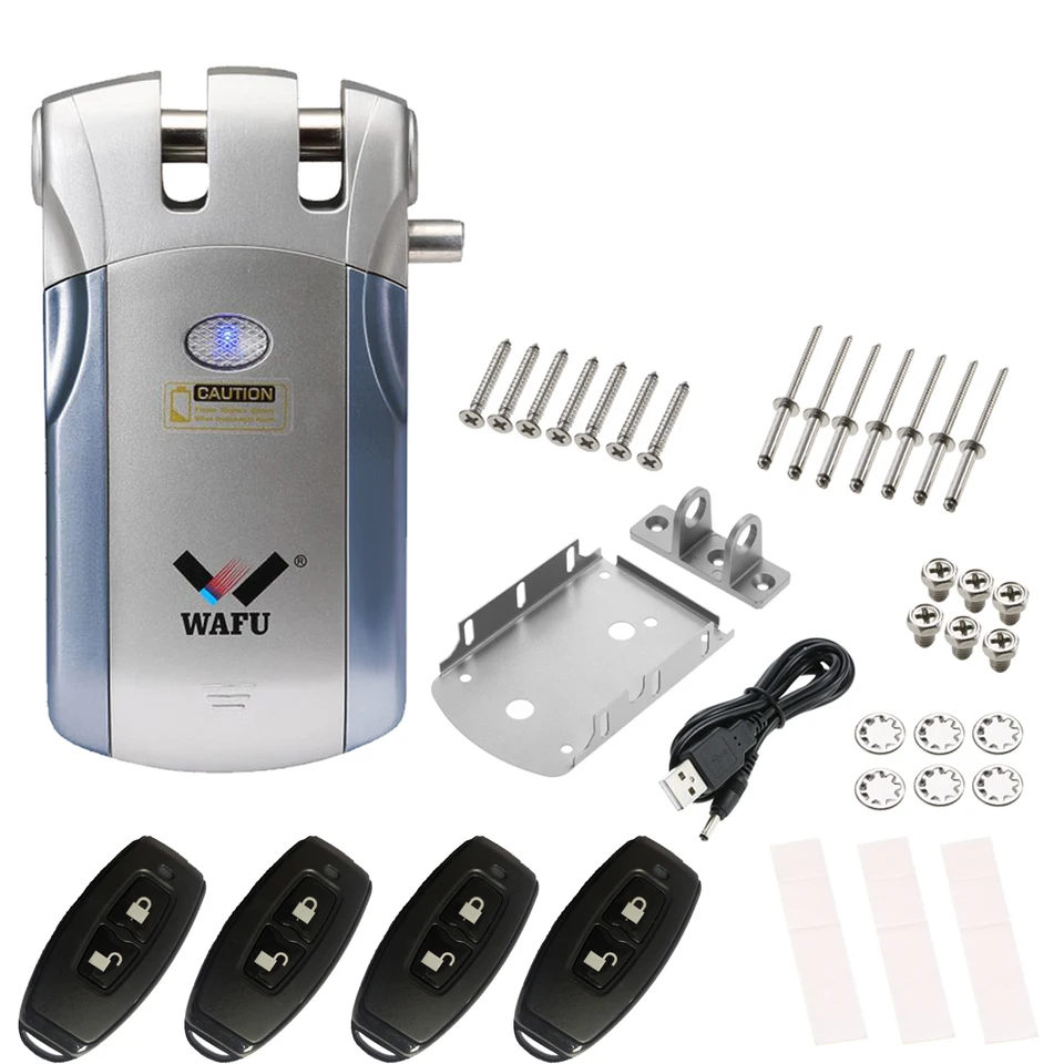 WAFU 019 Zamknutie dverí diaľkového ovládača TUYA WiFi Electronic Smart Lock 4 diaľkový ovládač Deadbolt zámok pre Bluetooth Invisible Lock