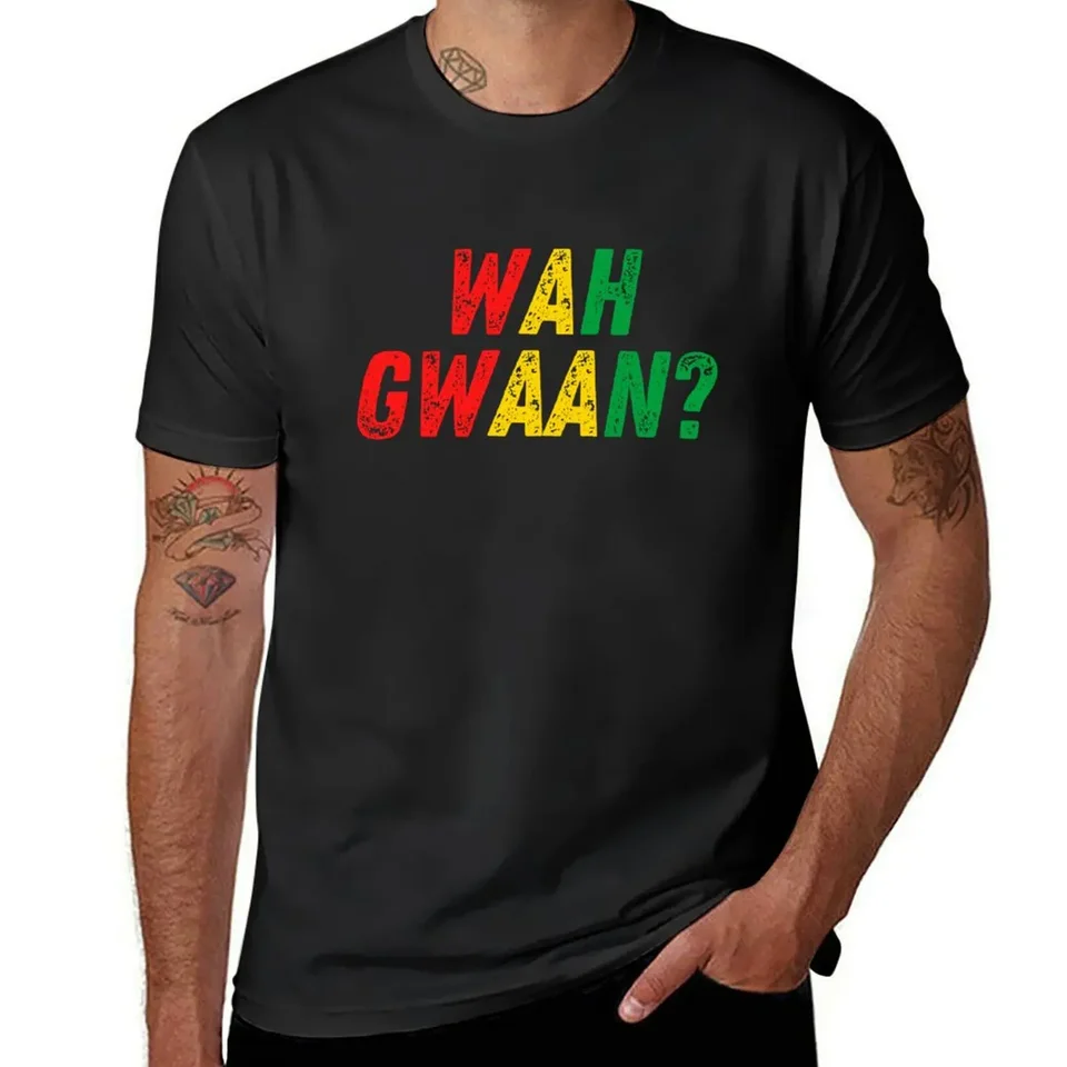 Wah gwaan jamajský patois slang pre to, čo sa nachádza reggae rasta colors tričko Tričt