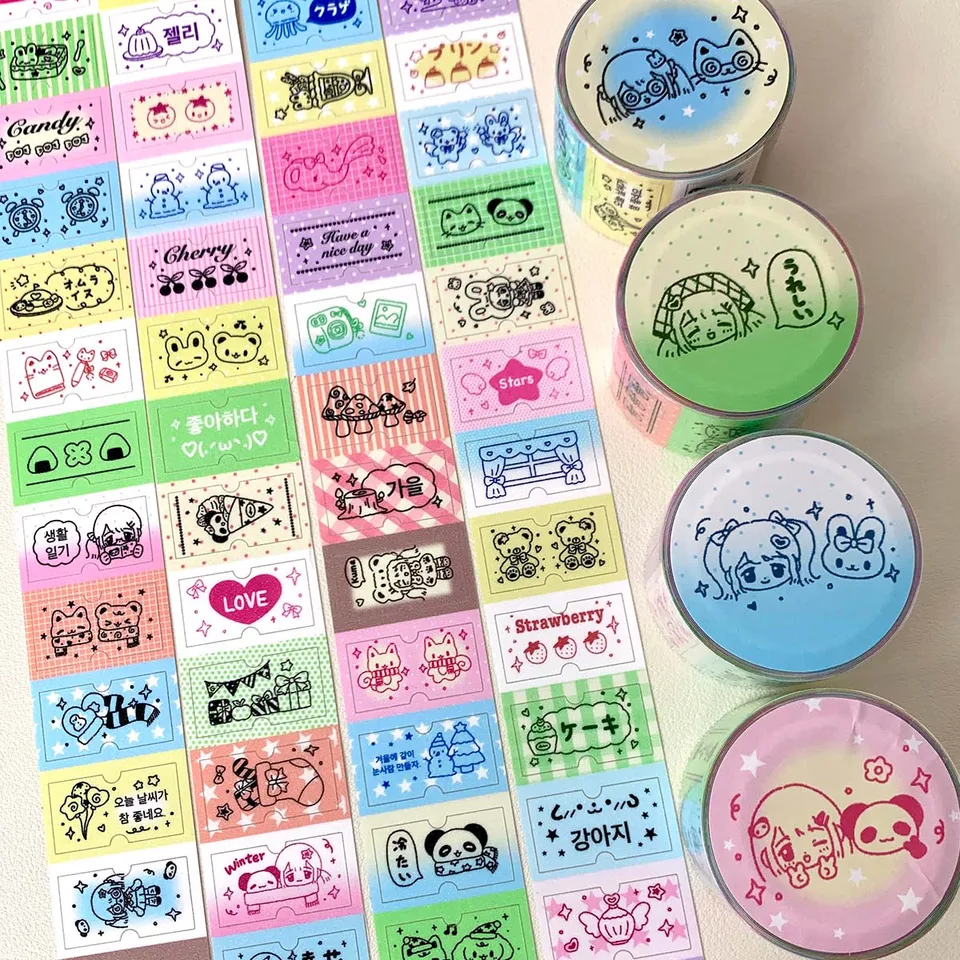 Wakawaka Shiny Label Label Tapes Tapes Kawaii Deco Sticker for Arts Crafts Album Zimné maskovacie pásky roztomilé veci zbierka