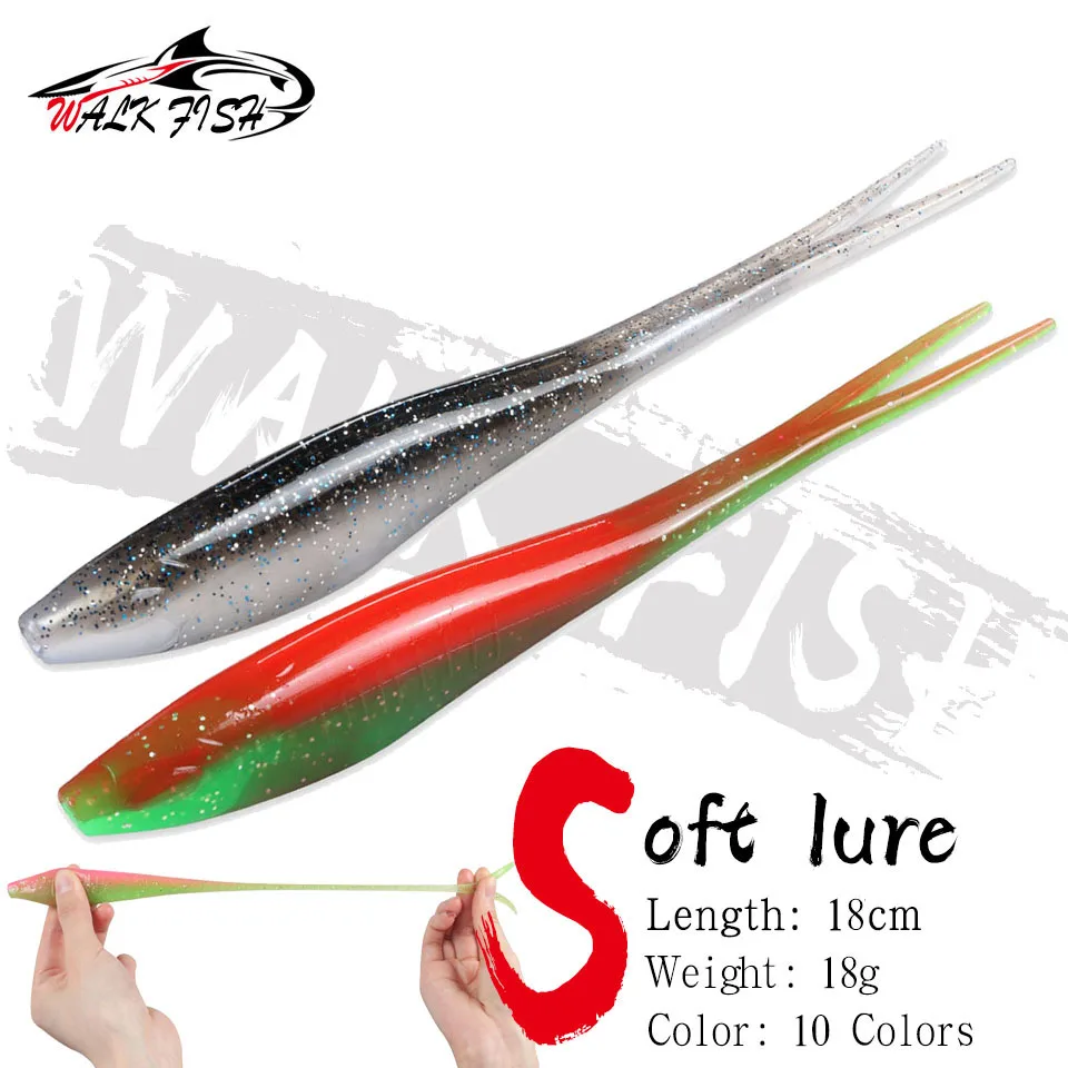 Walk Fish 3ks Nové plávajúce kvapky Shoting Soft Soft Nad návnady Rybárska Lure 180 mm 18g v tvare V-Tail Tail Swimbait Červ červy sladkovodný rybolov