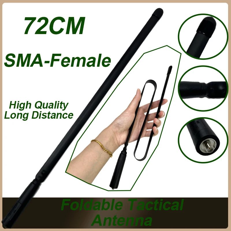 Walkie talkie skladacie CS taktická anténa SMA-Female 72 cm dlhý dole
