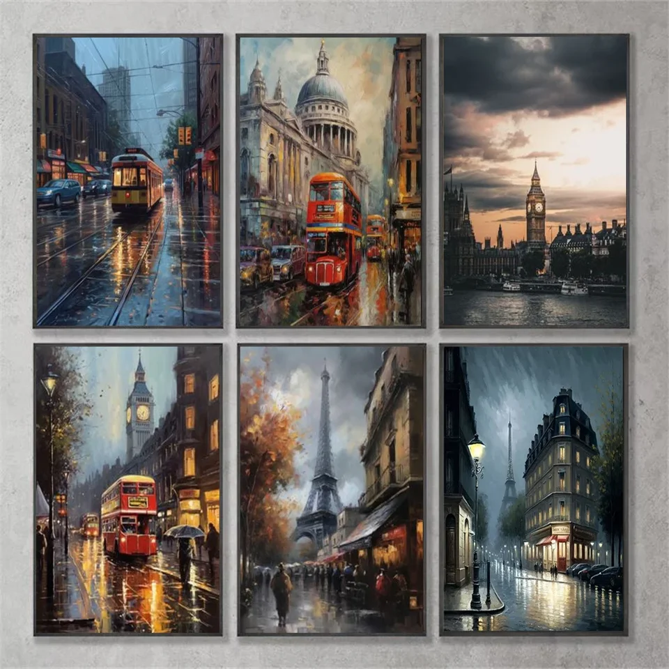 Wall Art London France Paris Toronto Krásne krajinné plátno maľujúce plagáty a výtlačky pre obývaciu izbu moderný domáci dekor