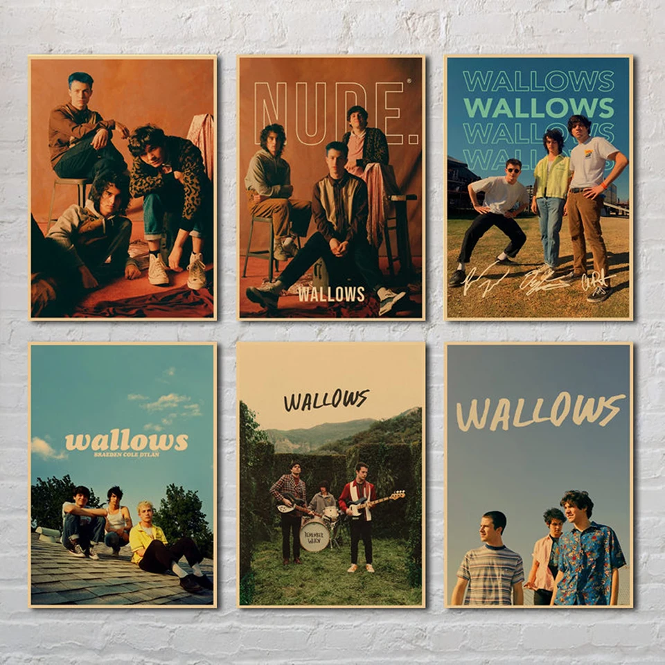 WALLOWS Plagát Moderná retro popová skupina hudba Canvas maľba nástenné umelecké obrázky roztomilé valcovanie výtlačky Nordic Obývacia izba Domovod