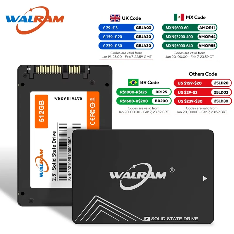 Walram SATA3 SSD 1TB 2,5 palca Interný pevný disk 128 GB 256 GB 512 GB HDD SOLD STAV OBLASTI PRE DISK DISK pre prenosný počítač