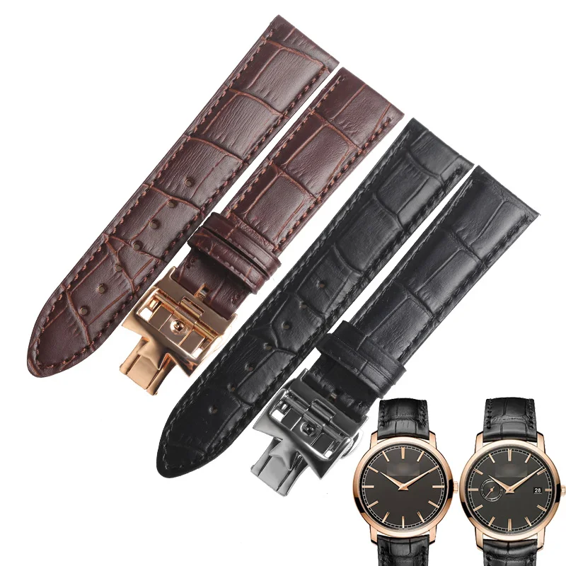 Waltula WatchBands pre Vacheron Constantin VC Celf-Leather Band Kravá kožená kožená remienok Originálne kožené hodinky Band